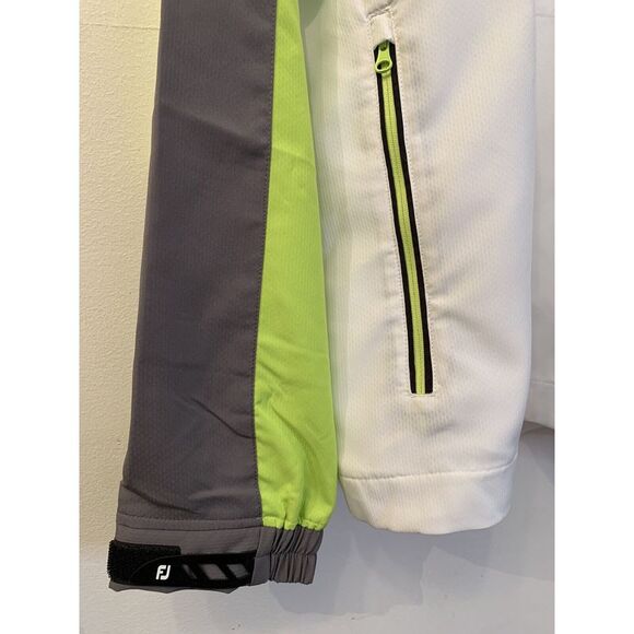 Footjoy 1/4 Zip Jacket White Green Men's Large Long Sleeve Golf Rain Jacket - Picture 3 of 11